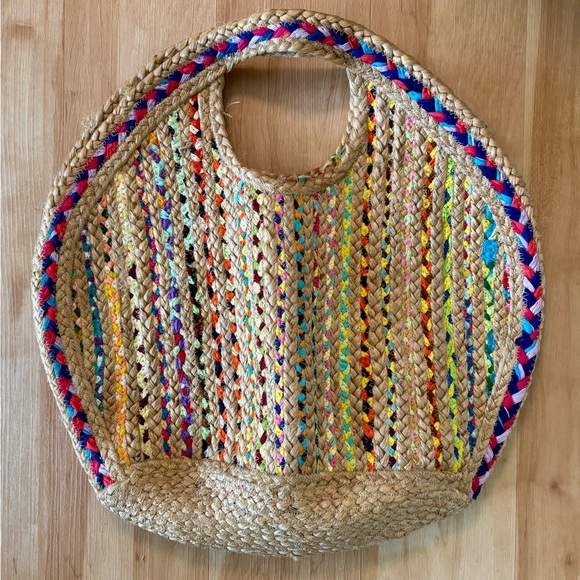 Multicolor Woven Straw Tote Bag - Picture 1 of 3